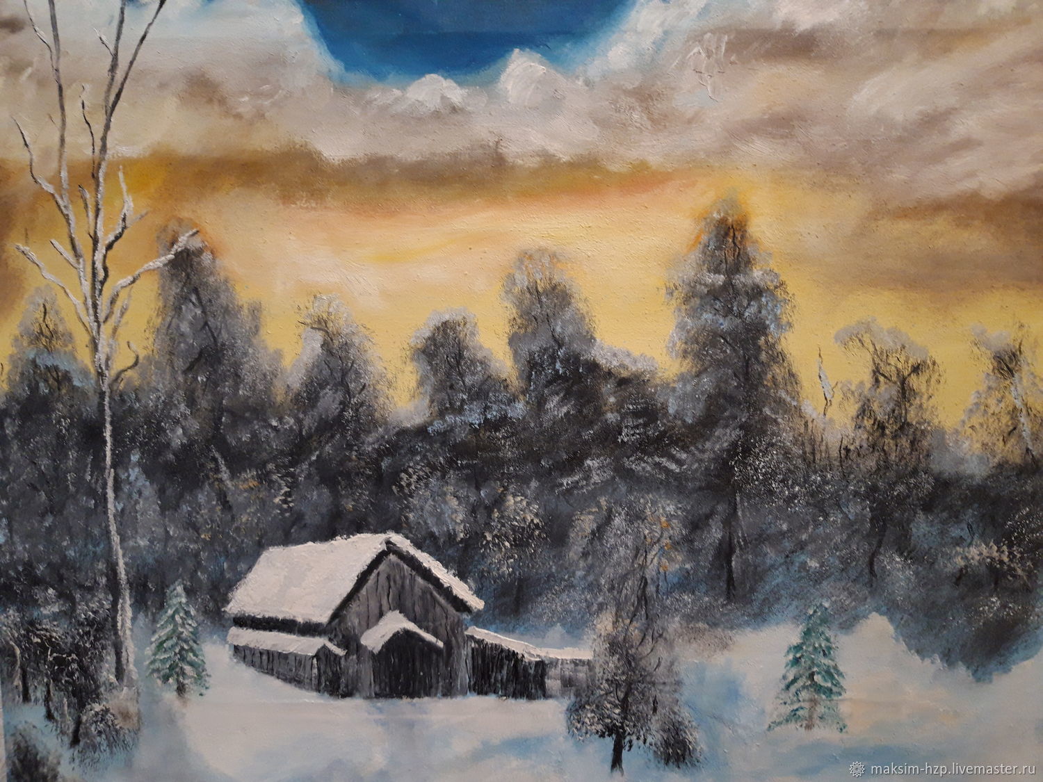 Winter landscape. Oil on canvas, on stretcher, Pictures, Kolomna,  Фото №1
