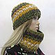 Knitted set - hat and snood 'Asterisks', Headwear Sets, Petrozavodsk,  Фото №1