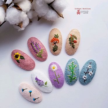 Украшения ручной работы. Ярмарка Мастеров - ручная работа Заколки клик-клак с вышивкой. Handmade.