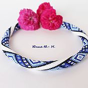 Украшения handmade. Livemaster - original item Necklace Beaded "Blue ornament", blue, white, blue color. Handmade.