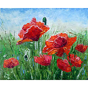 Картины и панно handmade. Livemaster - original item Oil Painting Poppies Poppy Field Red Flowers. Handmade.
