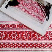 Русский стиль handmade. Livemaster - original item Towel embroidered with a pattern of Russian villages Tchaikovsky land. Handmade.