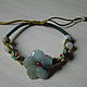 Braided bracelet with inset flower jade 4, Braided bracelet, Nizhny Novgorod,  Фото №1