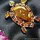 Golden turtle with Swarovski crystals as a gift to your favorite, Brooches, Moscow,  Фото №1