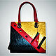 Кожаная красно-черная золотая элегантная сумка ITALY MADE, Классическая сумка, Болонья,  Фото №1