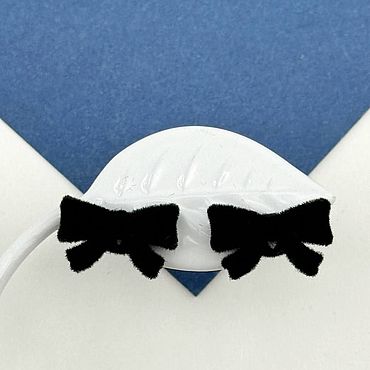 Материалы для творчества ручной работы. Ярмарка Мастеров - ручная работа Швензы пусеты плюшевый бантик, черный, Е524. Handmade.