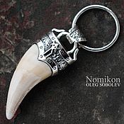 Фен-шуй и эзотерика handmade. Livemaster - original item Keychain tooth of a Bear in silver with runic stav/. Handmade.