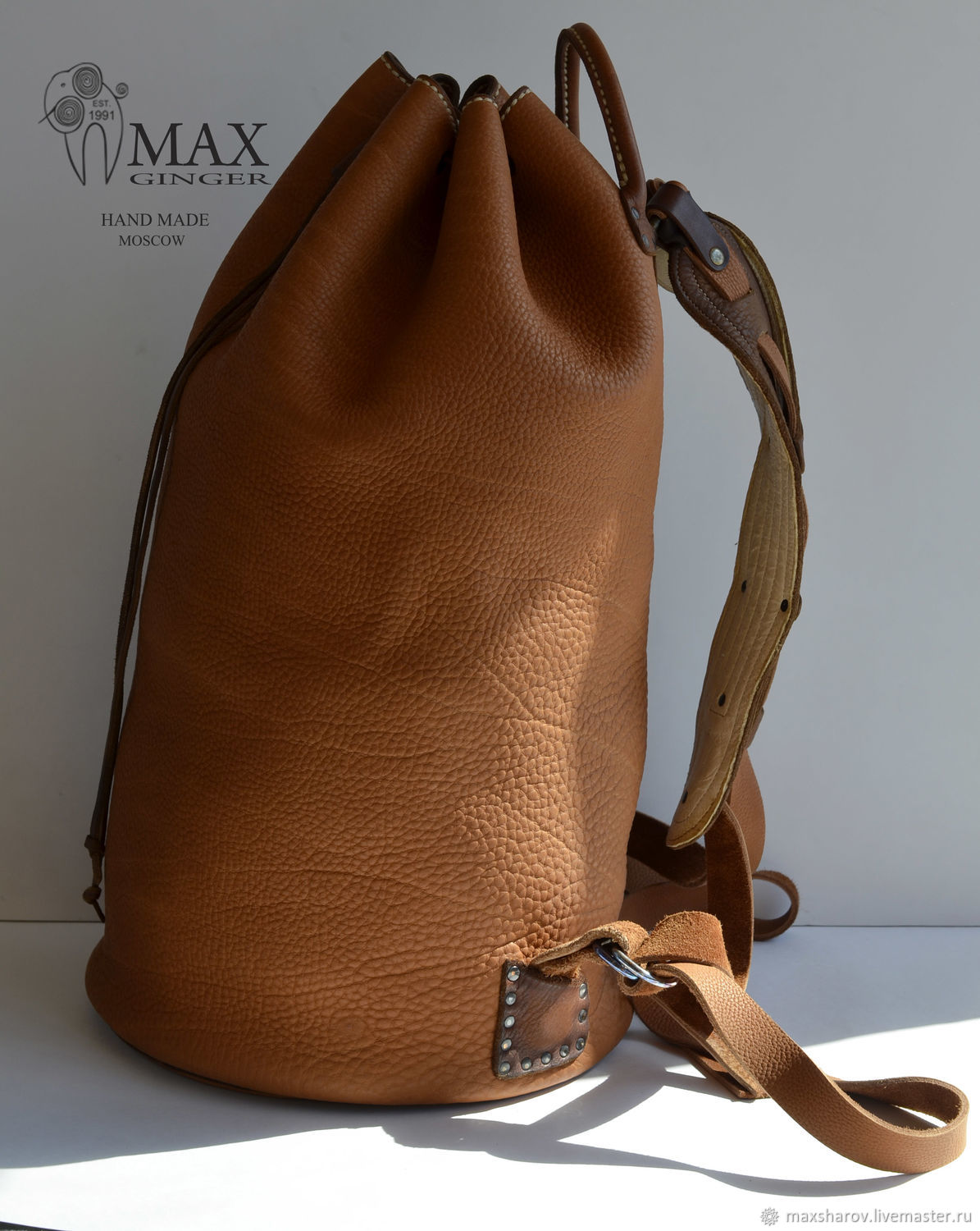 handmade leather backpack