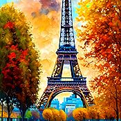 Картины и панно handmade. Livemaster - original item A vivid picture of Autumn in Paris. Eiffel Tower cityscape. Realism. Handmade.