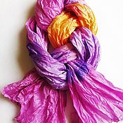 Батик палантин "Волшебный аметист" фиолетовый шарф