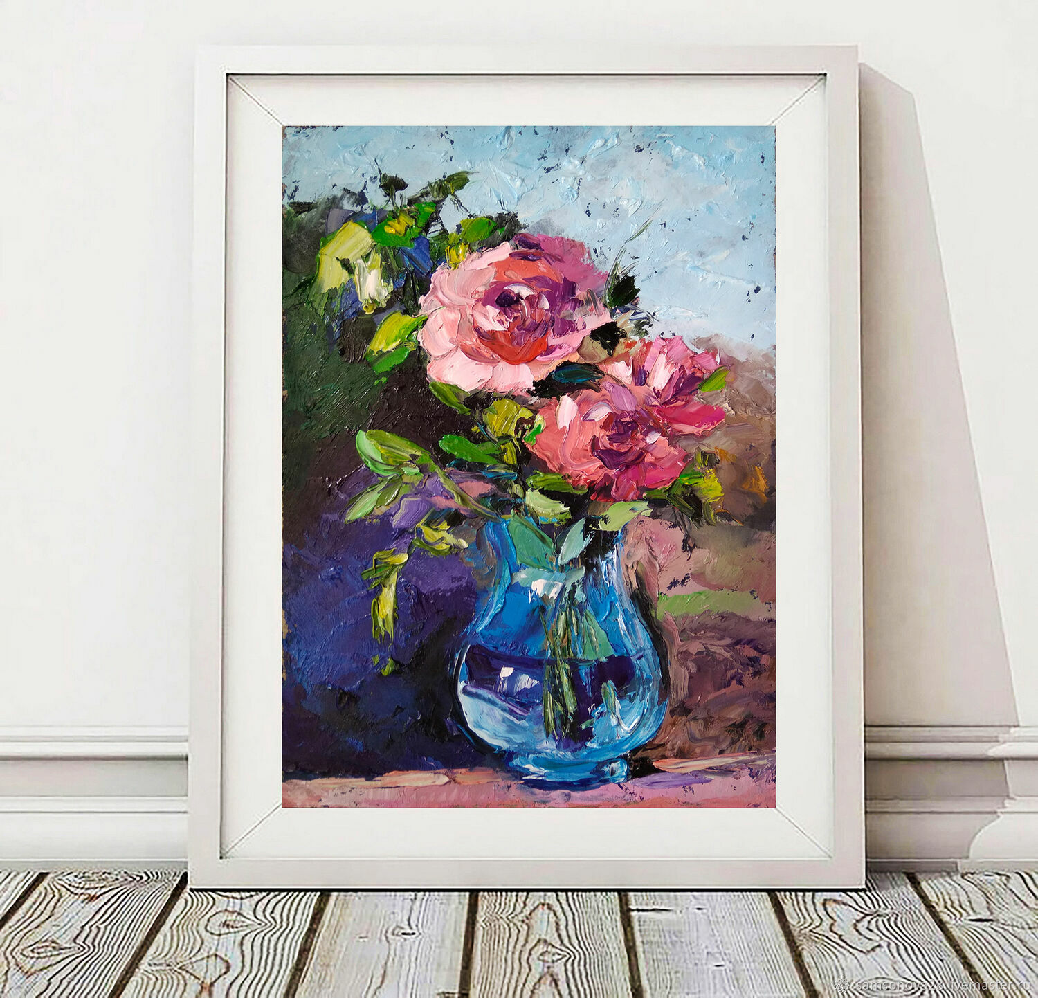 Картина розы в вазе "Естественность" маслом в интернет-магазине Ярмарка ...