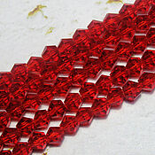 Материалы для творчества handmade. Livemaster - original item Biconuses 4 mm 45 pcs on a string Red. Handmade.