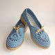 Lady G knitted moccasins, blue cotton, Moccasins, Tomsk,  Фото №1