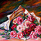 Oil painting bouquet of roses for interior. Pictures. positive picture Helena Gold. Online shopping on My Livemaster.  Фото №2