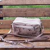 Women's crossbody bag made of tapestry and genuine leather ELENA