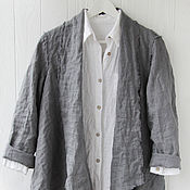 Одежда handmade. Livemaster - original item Smoky linen cardigan with open edges. Handmade.