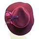 Order Felt hat - 'Fedora' crimson color, decor.pens. Butichok from N.. Livemaster. . Vintage hats Фото №3