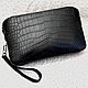 Men's purse, made of genuine crocodile leather, black color, Man purse, St. Petersburg,  Фото №1