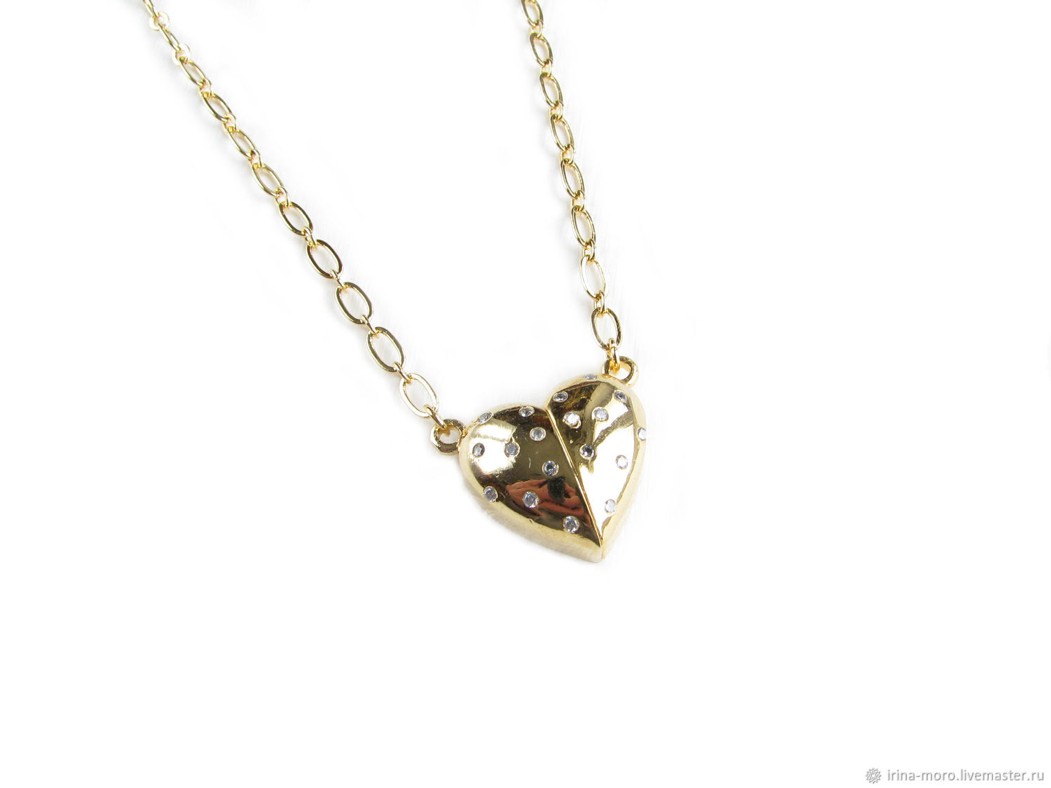 Heart pendant with cubic zirconia, heart pendant, magnetic pendant, Pendant, Moscow,  Фото №1