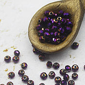 Материалы для творчества ручной работы. Ярмарка Мастеров - ручная работа Beads: Rondel 2h3 mm Purple metallic crystal 95 PCs. Handmade.