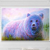 Картины и панно handmade. Livemaster - original item Bear Painting ORIGINAL OIL PAINTING on Canvas, Montana Animal Painting. Handmade.