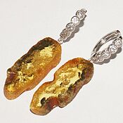 Украшения handmade. Livemaster - original item Earrings made of honey amber slices with inclusions.. Handmade.