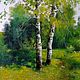 The fair masters, the Birch, oil on canvas summer landscape artist Vladimir Chernov, novelty, picture, picture for the interior, as a gift for the soul
