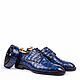 Дерби из кожи крокодила синие с отрезным носом и перфорацией. Дерби. Croc-Shoes. Ярмарка Мастеров.  Фото №5