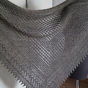 Аксессуары handmade. Livemaster - original item Light gray down scarf with an openwork pattern.. Handmade.
