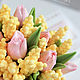 Весенний букет с мимозой и тюльпанами. Подарки на 8 марта. Фея мыла. Интернет-магазин Ярмарка Мастеров.  Фото №2