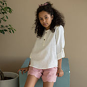Одежда детская handmade. Livemaster - original item Linen shirt for girls. Handmade.