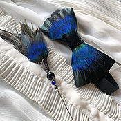 Аксессуары handmade. Livemaster - original item Bow tie and boutonniere set with rooster and peacock feathers. Handmade.