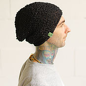 Аксессуары handmade. Livemaster - original item Beanie hat made of hemp, black #098. Handmade.