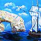 Заказать Картина Море парусник масло морской пейзаж мыс Фиолент море горы скалы. Картины маслом  Евгения Мороз (morozrisovala). Ярмарка Мастеров. . Картины Фото №3