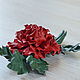 Brooch red rose leather Scarlet flower-3. Brooches. LIUDMILA SKRYDLOVA (flower glade). My Livemaster. Фото №5