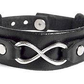 Украшения ручной работы. Ярмарка Мастеров - ручная работа Infinity Black Leather Bracelet, Balck Leather Strap. Handmade.