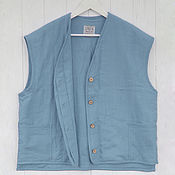 Одежда handmade. Livemaster - original item Quilted vest made of natural linen. Handmade.
