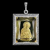 Серебряная нательная икона с изображением в камне