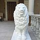 Garden sculpture of a seated lion concrete white large, Garden figures, Moscow,  Фото №1