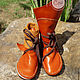 Кожаные мокасины "Hippie Orange". Мокасины. HolyCowChic. Ярмарка Мастеров.  Фото №4