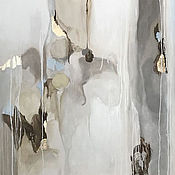 "Сибирь в серебре" картина абстрактная со серебряной поталью
