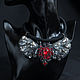 Черное колье с крыльями из кристаллов Swarovski, чокер, Колье, Минск,  Фото №1