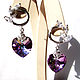 Stud earrings with Swarovski crystals 'Lavender heart'. Stud earrings. Lepushkin larchik. Online shopping on My Livemaster.  Фото №2