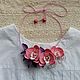  В розовых орхидеях. Колье. Knitted flowers. Ярмарка Мастеров.  Фото №5