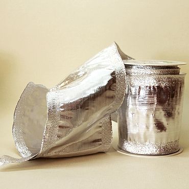 Сувениры и подарки ручной работы. Ярмарка Мастеров - ручная работа Лента Парча серебро Широкая 90 мм. на Новый год. Handmade.