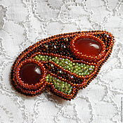 Украшения handmade. Livemaster - original item A brooch made of beads with carnelian Fantasy. Handmade.