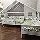 Детская угловая двуспальная кровать домик деревянная из массива, Кровати, Санкт-Петербург,  Фото №1