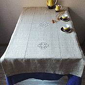 Для дома и интерьера handmade. Livemaster - original item 100% linen tablecloth, stitch embroidery 145/70 cm.. Handmade.