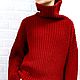 Заказать Свитер с высоким воротом красный  вязаный из шерсти. Sweater Star Вязание на заказ.. Ярмарка Мастеров. . Свитеры Фото №3