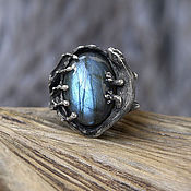 Серебряное кольцо с неограненым алмазом "Ева"